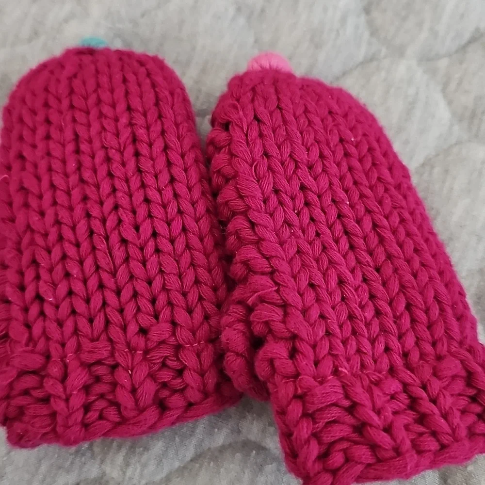 Joules Pink Knit Lined Mittens Gloves S 6m-24m 100% Cotton